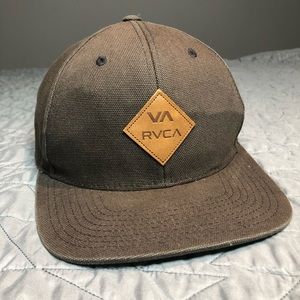 RVCA Snapback Hat Brown Flat Bill